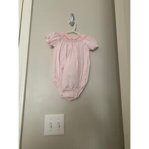 Vintage Pink Smocked Romper Size 9M Hand Embroidered Sweet Angel Baby Girl